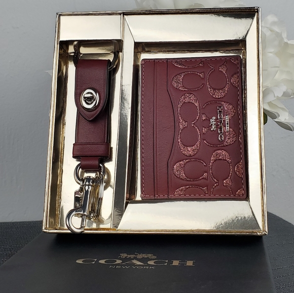 Coach Handbags - COACH GLITTER CARD CASE AND KEY CHAIN SET